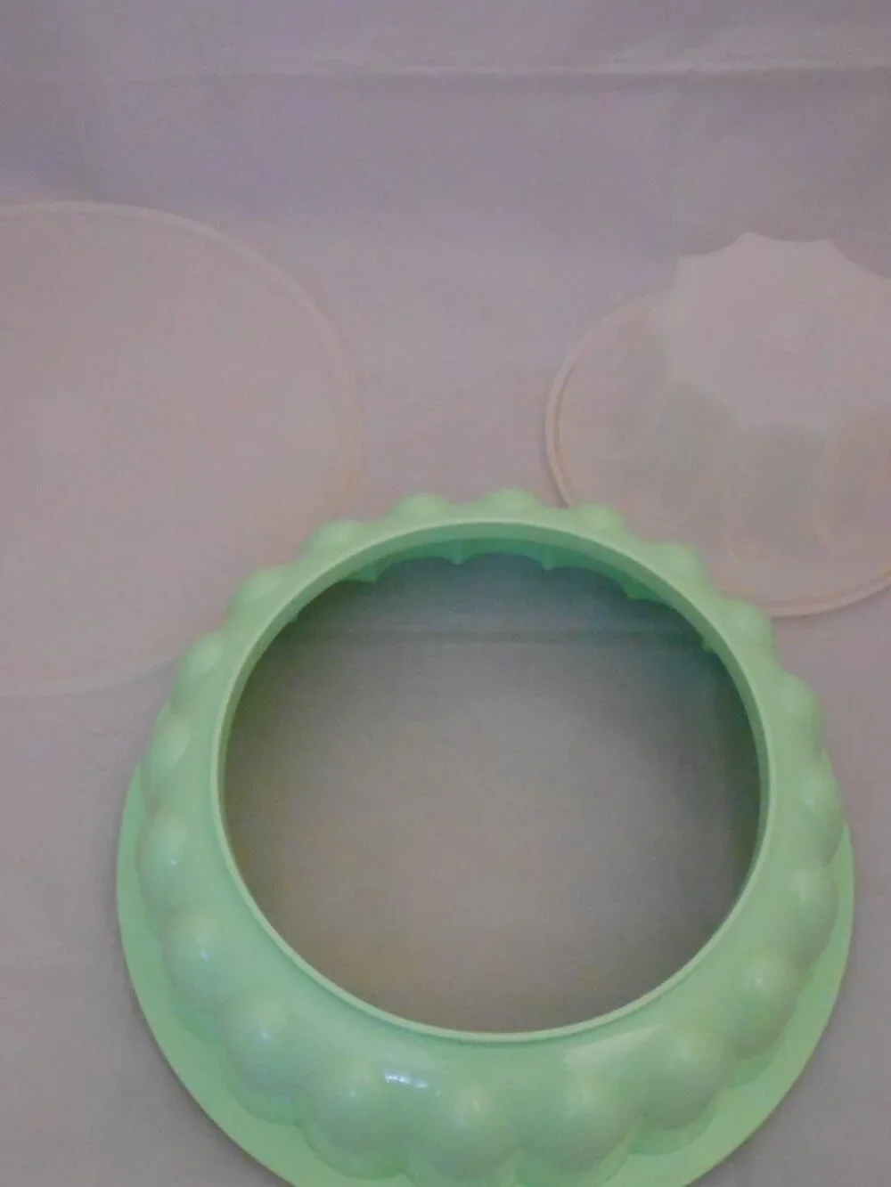 Vintage Tupperware Mint Green Bundt Cake Pan/Jello Mold, 3 Piece Set, Baking